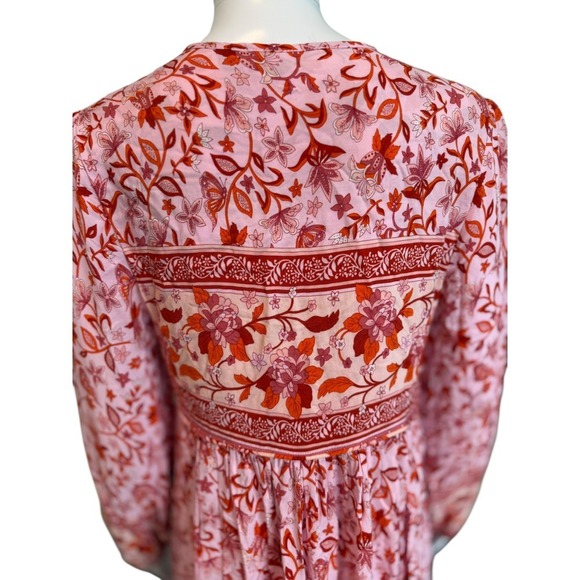 R. Vivimos Pink &‎ Red Tassel Boho Maxi Dress Size S - Picture 10 of 11